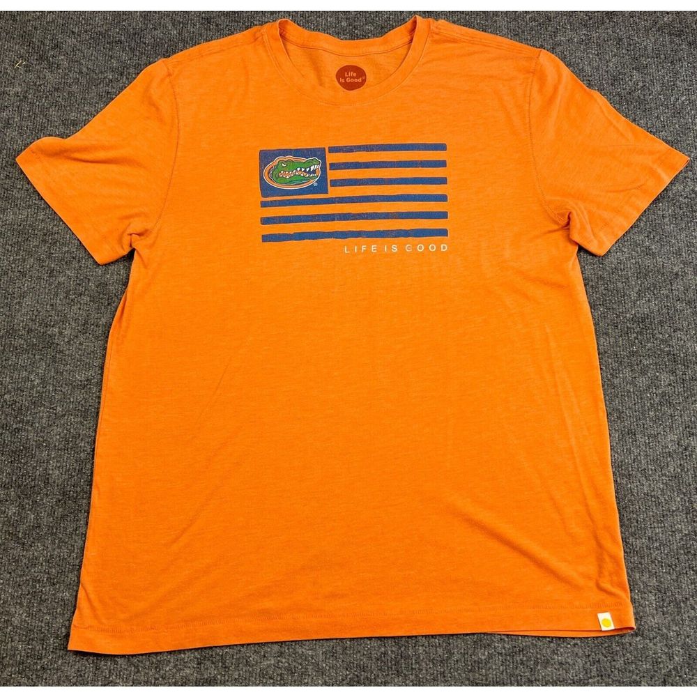 Life Is Good University of Florida UF Gators Flag T Shirt Adult Large Cool Tee